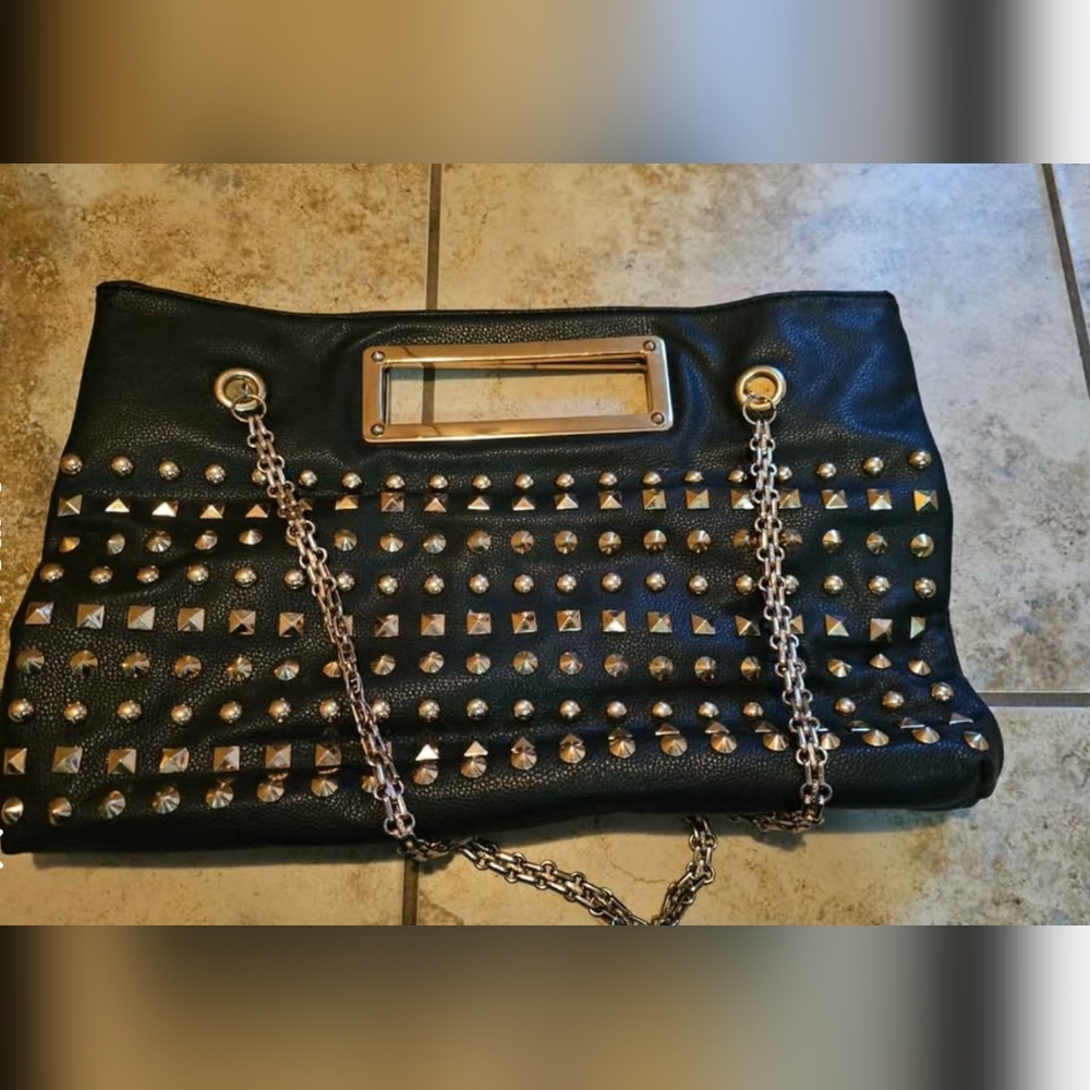 Handbag black with studs